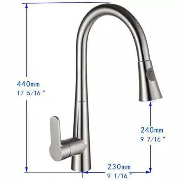 Vanity Art Brushed Nickel Single-Handle Pull-Down Kitchen Faucet with Sprayer Wand
