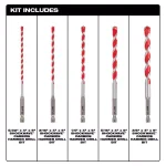 Milwaukee SHOCKWAVE Carbide Hammer Drill Bit Set, 5-Piece Masonry Bit Kit thumbnail 3