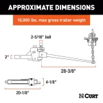 CURT Short Trunnion Bar Weight Distribution Hitch Kit (8K-10K lbs GTW, 28-3/8" Bars) thumbnail 5