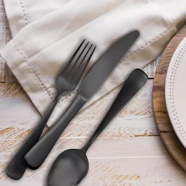 Skandia Opera 20-Piece Matte Black Gunmetal Stainless Steel Flatware Set, Service for 4