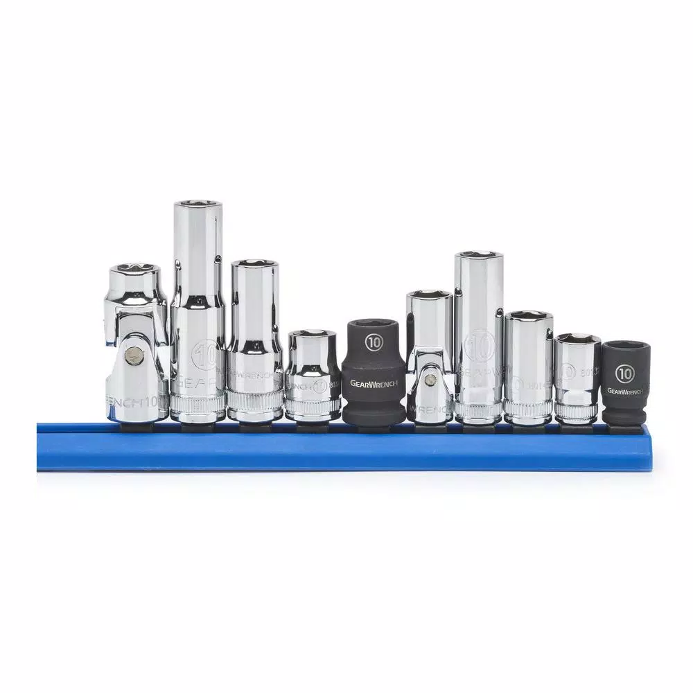 GEARWRENCH 10-Piece 10 mm Metric Socket Set, 1/4 in. and 3/8 in. Drive, Mixed Styles