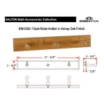 Design House Dalton Triple Robe Hook, Solid Oak Wood, Honey Oak thumbnail 4