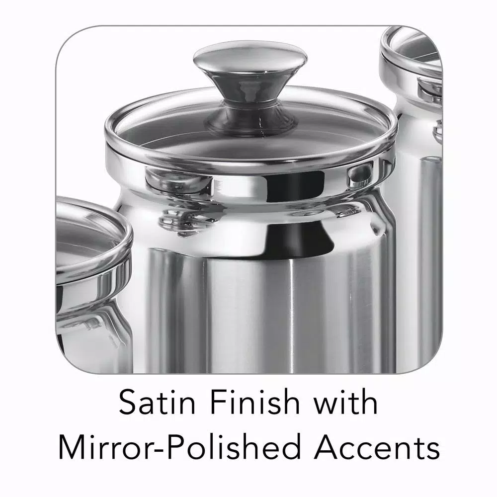 Tramontina Gourmet 4-Piece 18/10 Stainless Steel Canister Set with Tempered Glass Lids