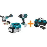 Makita 18V LXT Brushless Angle Grinder, Impact Wrench & 2 Gal. Vacuum Combo Kit with 5.0 Ah Battery & Charger thumbnail 1