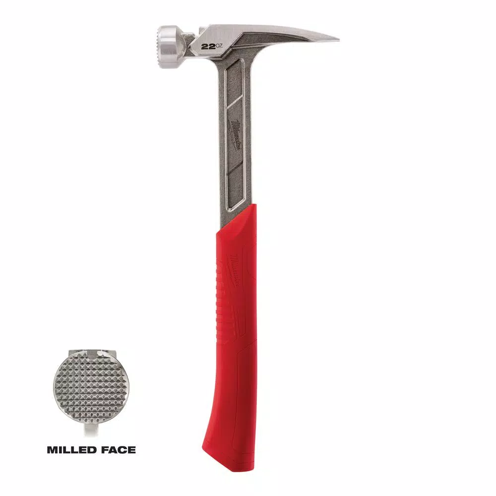 Milwaukee 22 oz. Milled Face Framing Hammer with Shockshield Grip and Hammer Loop