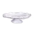 Abigails Fleur De Lis Ruffled Edge Ceramic Footed Cake Stand - Handcrafted in Italy thumbnail 1