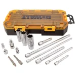 DEWALT 15-Piece 1/4 in. and 3/8 in. Drive Socket Accessory Set with Case and 9 ft. Tape Measure thumbnail 5