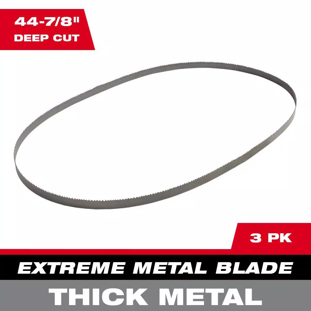 Milwaukee 44-7/8 in. 8/10 TPI BiMetal Extreme Deep Cut Band Saw Blade, 3-Pack