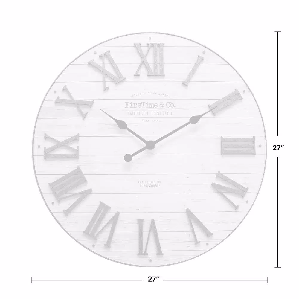 FirsTime & Co. Emmett 27 in. Shiplap Wall Clock - Industrial Farmhouse Decor
