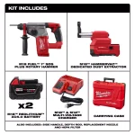 Milwaukee M18 FUEL 1 in. SDS-Plus Rotary Hammer with HAMMERVAC Dust Extractor Kit, (2) 5.0 Ah Batteries thumbnail 2
