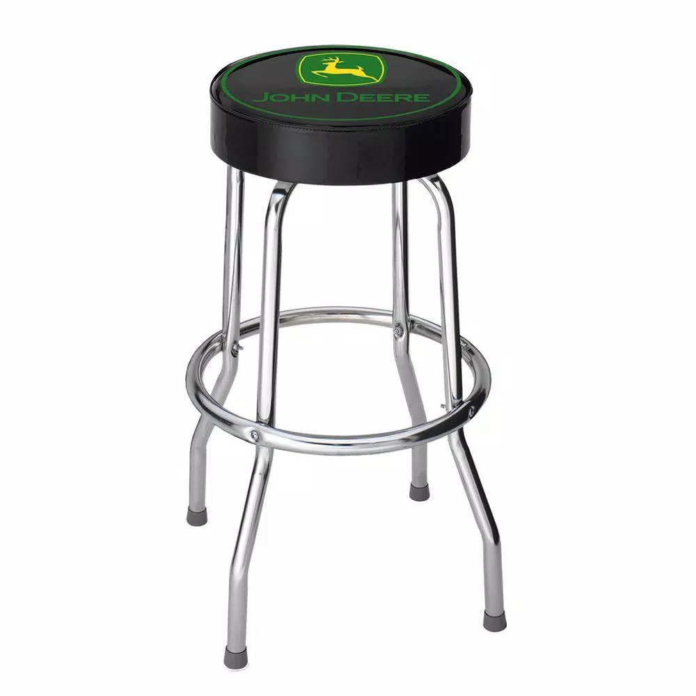 Plasticolor John Deere Officially Licensed Garage Shop Stool with Chrome Steel Legs