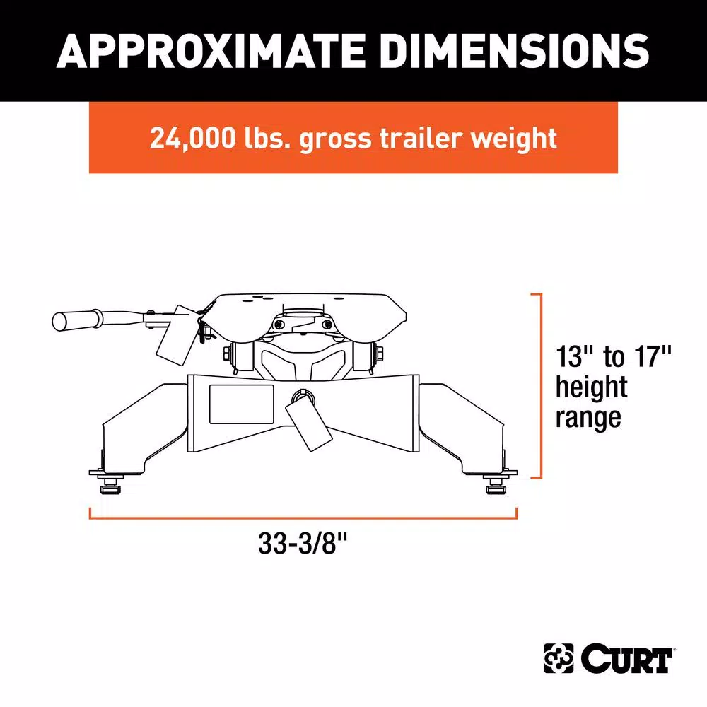 CURT A25 5th Wheel Hitch with Ford OEM Puck System Legs, 25K GTW