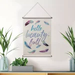 WallPops Bohemian Hello Beauty-Full Wall Tapestry - Purple and Blue Feather Design thumbnail 1