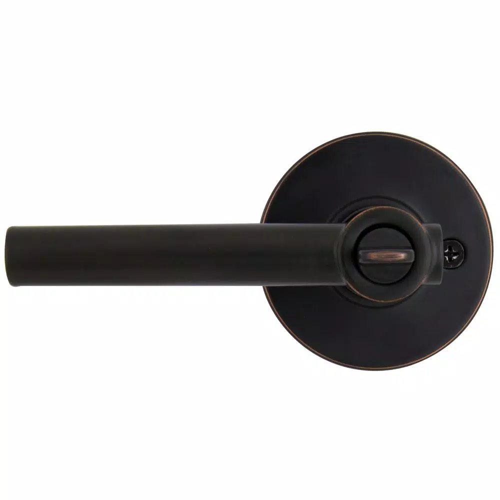 Defiant Highland Aged Bronze Privacy Door Lever with Round Rose