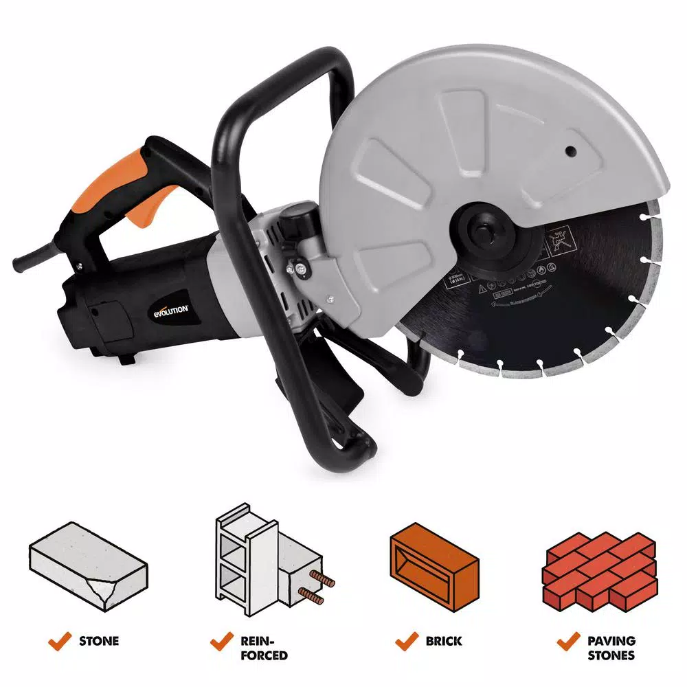 Evolution Power Tools 12 in. 15 Amp Corded Portable Concrete Saw with Diamond Blade