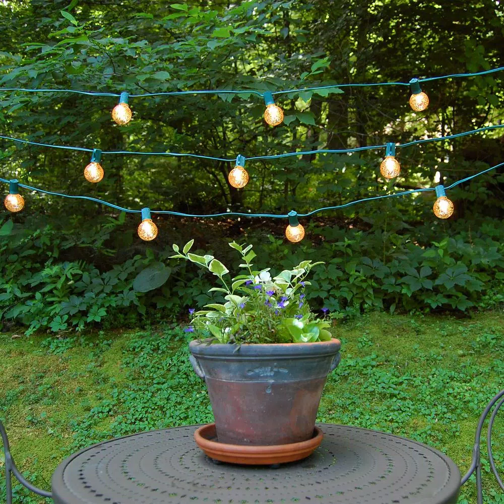 LUMABASE 25 ft. 25-Light Gold Mercury Globe String Lights, Weather Resistant Incandescent Decor