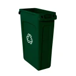 Rubbermaid Commercial Products Slim Jim 23 Gallon Green Recycling Bin with Venting Channels thumbnail 1