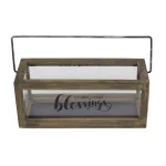 Stonebriar Collection Stonebriar Rustic Wood and Glass Votive Candle Holder with 'Count Your Blessings' Sentiment thumbnail 2