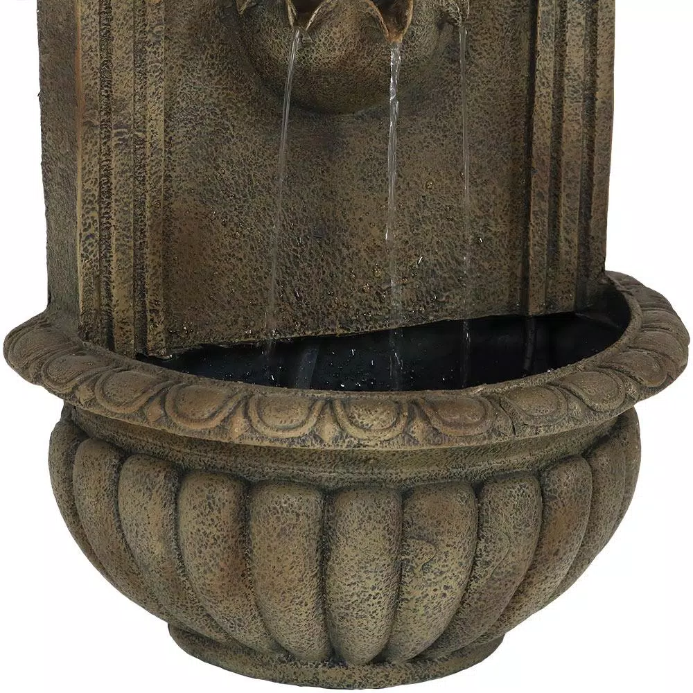 Sunnydaze Decor Florence Florentine Stone Electric Outdoor Wall Fountain, Gold