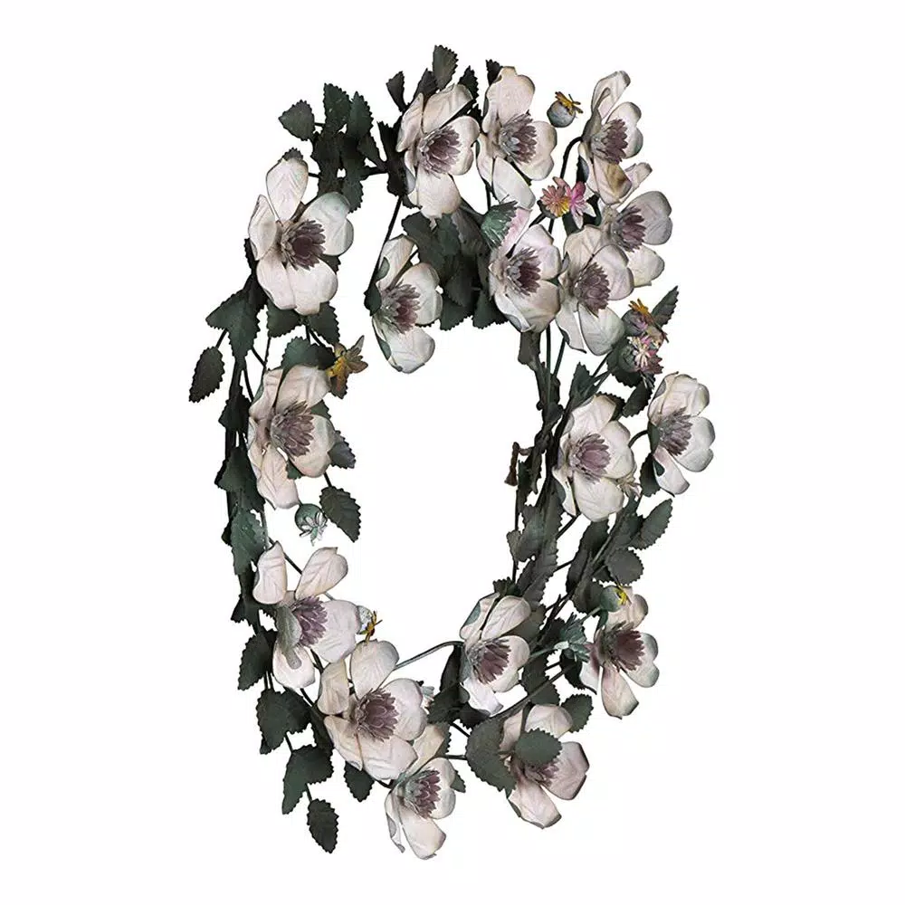 3R Studios Bungalow Lane 19 in. Hand Painted Tole Metal Flower Wreath, Multi-Colored