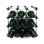 Epicureanist Snap and Stack Modular 12-Bottle Wine Storage Rack - Black thumbnail 3