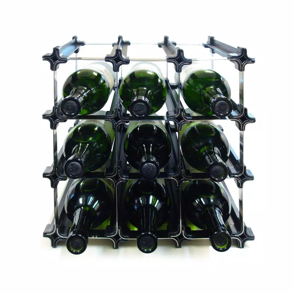 Epicureanist Snap and Stack Modular 12-Bottle Wine Storage Rack - Black