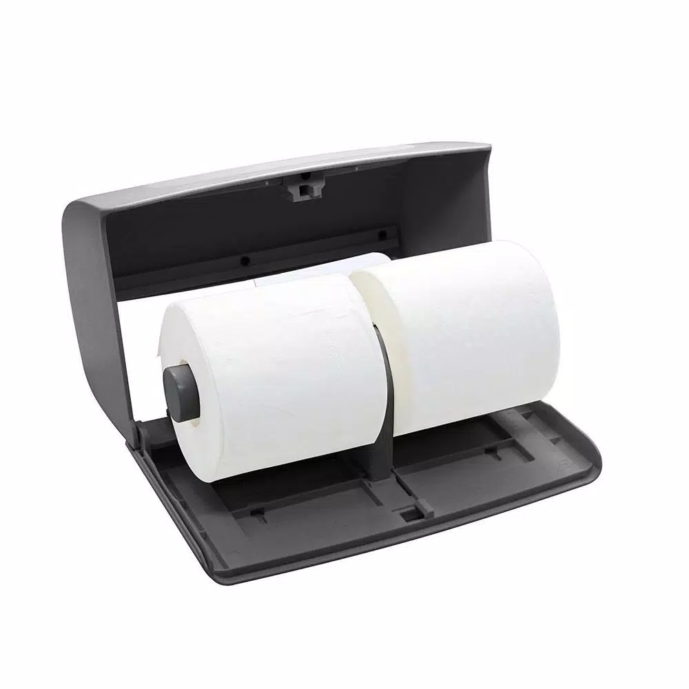 Alpine Industries Double Roll Toilet Paper Dispenser, Gray ABS Plastic
