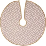 VHC Brands 21 in. Magdalene Mauve and Antique White Jacquard Christmas Tree Skirt with Bronze Sequin Trim thumbnail 1