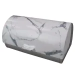 Unbranded White Marble Pattern Steel Bread Box with Roll Top Lid thumbnail 1