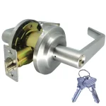Premier Lock Heavy-Duty Satin Chrome ANSI Grade 2 Entry Door Lever Lock Set, 4-Pack Keyed Alike thumbnail 2