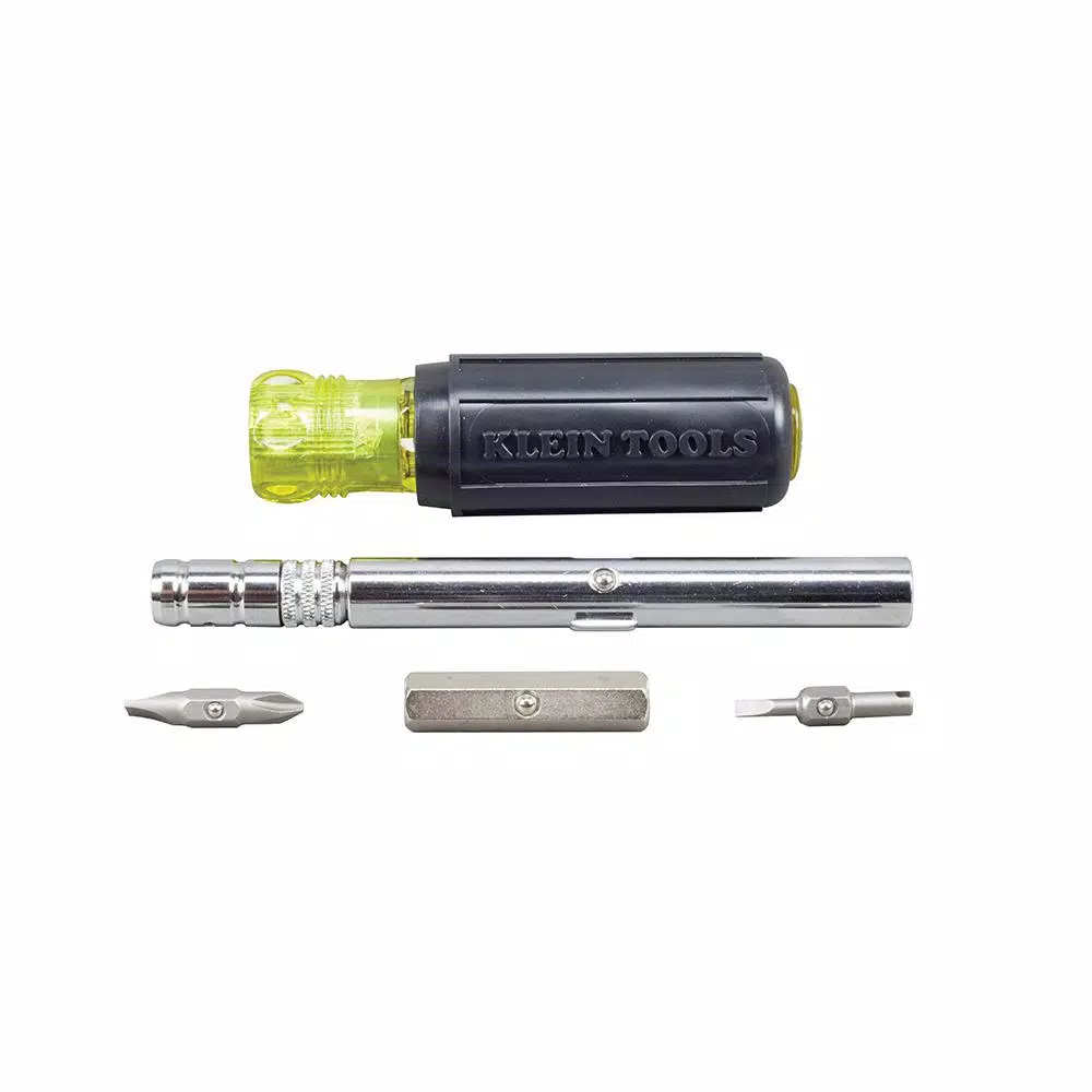 Klein Tools HVAC 8-in-1 Slide Driver Multi-Bit Screwdriver & Nut Driver with TR-4 Schrader Valve Bit