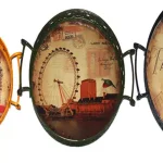 Benjara Brown Metal Oval Serving Tray Set of 3 with Handles - Modern Urban Print thumbnail 5
