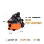 RIDGID 4 Gal. 5.0-Peak HP Portable Wet/Dry Shop Vacuum with Hose and Accessories thumbnail 4