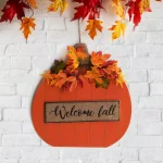 Glitzhome 20.28 in. Wooden Fall Pumpkin Decor with Floral Accents - Standing or Hanging thumbnail 9