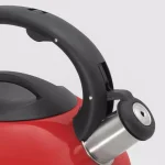ExcelSteel 3 Qt. Red Stainless Steel Whistling Tea Kettle with Stay-Cool Bakelite Handle thumbnail 4