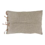 3R Studios Black & Beige Striped Cotton Ticking Lumbar Throw Pillow with Leather Trim, 24 x 16 in. thumbnail 6