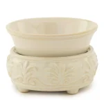 Candle Warmers Etc 5.2 in Sandstone 2-in-1 Classic Fragrance Warmer with Fleur de Lis Pattern thumbnail 1