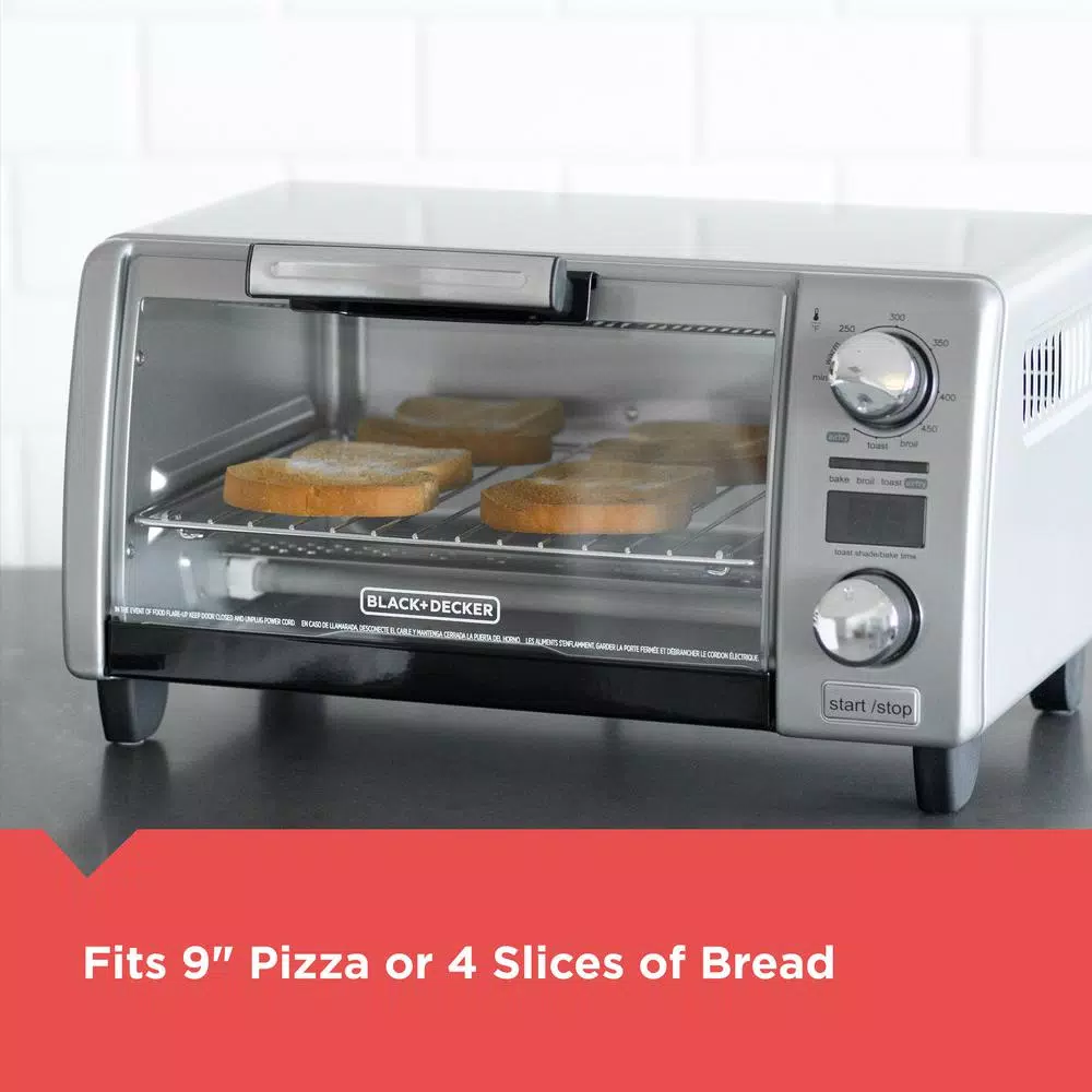 BLACK+DECKER Crisp 'n Bake 4-Slice Silver Countertop Air Fry Toaster Oven with Convection