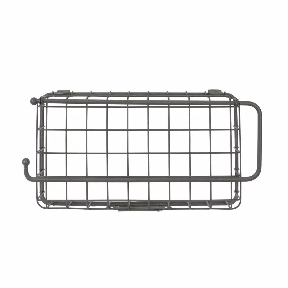 Spectrum Vintage Living Wall Mount Basket with Paper Towel Holder, Industrial Gray Steel