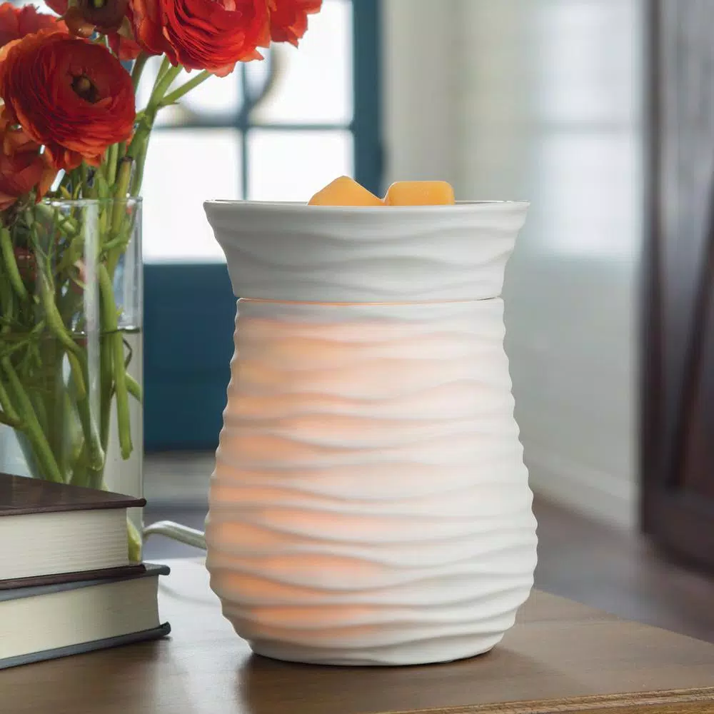 Candle Warmers Etc Harmony Illumination 8.8 in. Fragrance Warmer - Ivory Matte Ceramic