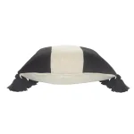 LR Home Trinity Black and Ivory Striped Fringe Throw Pillow, 20 x 20 in. thumbnail 5
