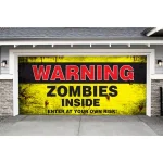 My Door Decor 7 ft. x 16 ft. Zombies Inside Halloween Garage Door Banner Mural thumbnail 2