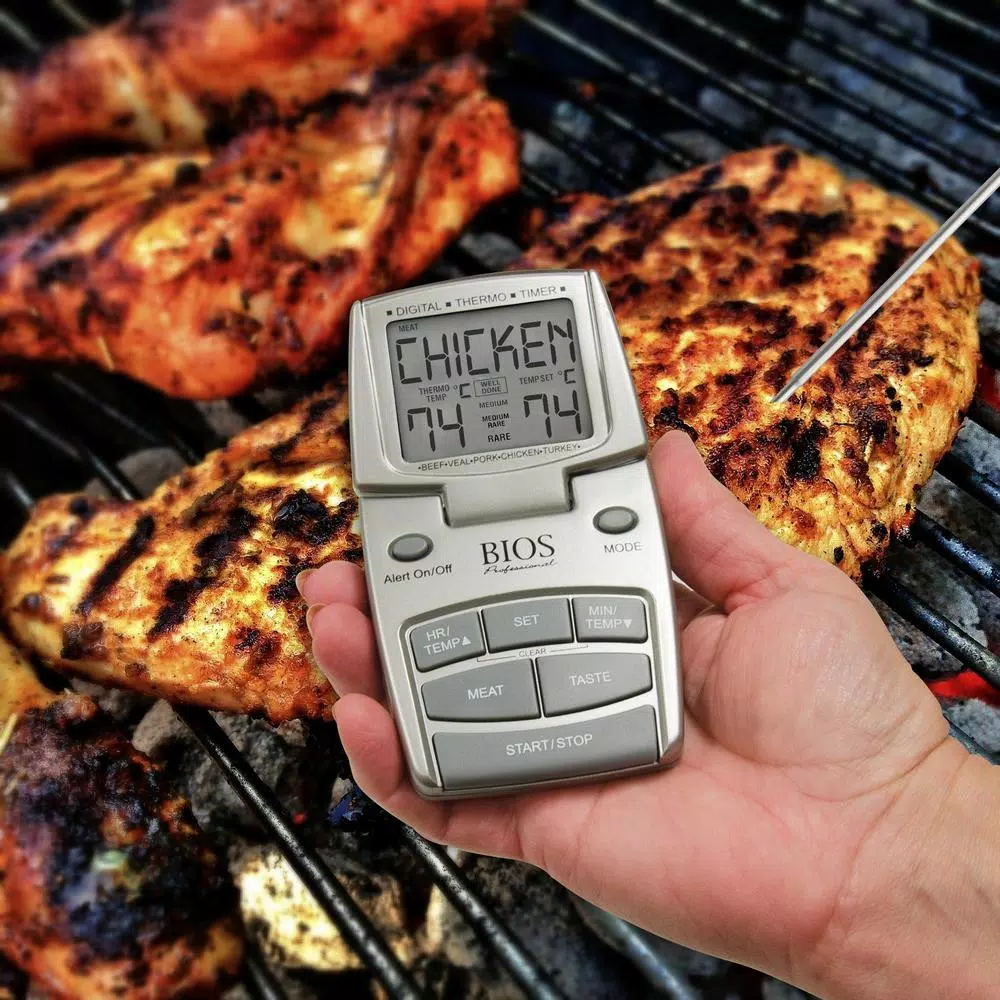 Unbranded Digital Meat Thermometer with Pre-Programmed Temperatures and Timer