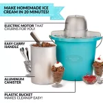 Nostalgia 4 Qt. Electric Ice Cream Maker with Easy-Carry Handle, Blue thumbnail 5
