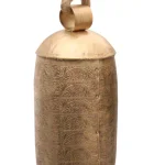 Benzara Gold 3-Piece Metal Animal Harmony Bell Set with Floral Embossed Design and Hanging Rope thumbnail 3