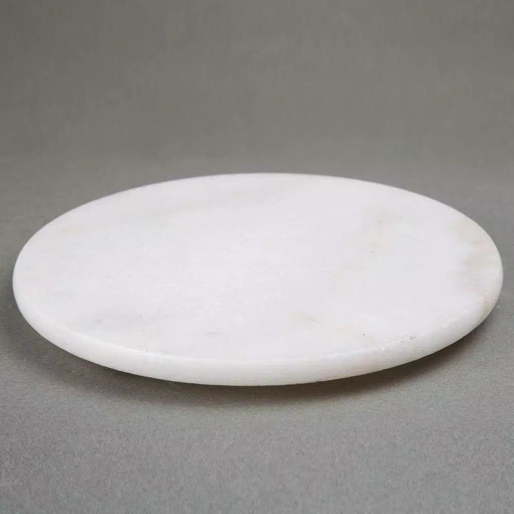 Creative Home Natural Marble Round Trivet and Cheese Serving Board, 8 in., Off-White