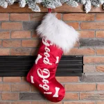Glitzhome 22 in. Red Velvet Christmas Stocking with White Plush Cuff - Good Dog Print thumbnail 7