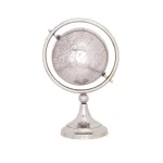 LITTON LANE 14 in. Modern Silver Globe with Axis Ring and Metal Base thumbnail 2