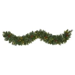 Nearly Natural 6 ft. Pre-lit Mountain Pine Artificial Garland with 35 Warm White LED Lights and Pinecones thumbnail 1