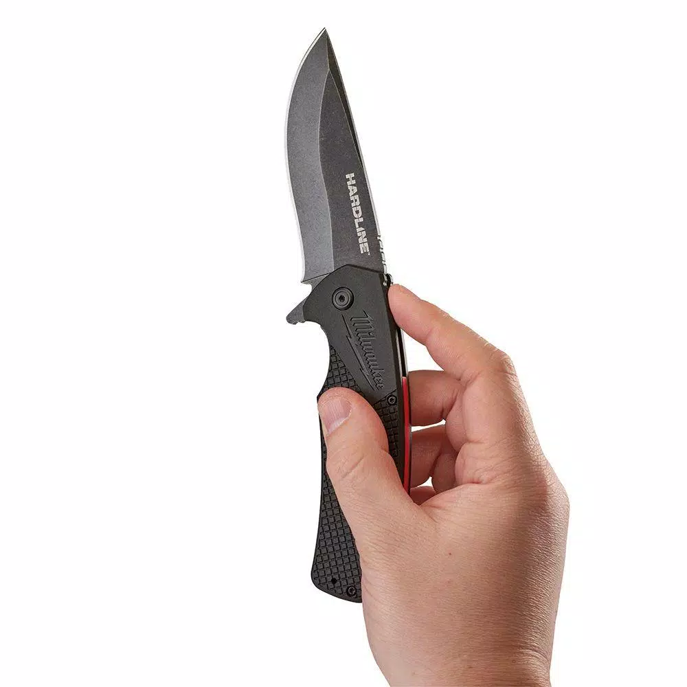 Milwaukee Hardline 3.5 in. D2 Steel Smooth Blade Folding Pocket Knife